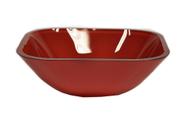 Cuba de vidro quadrada 35cm vermelho cereja