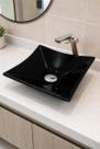 Cuba De Vidro Quadrada Luxo Para Banheiro E Lavabo Tampo Moderno
