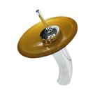 Cuba de vidro redonda 31cm dourado real + valvula + torneira cascata