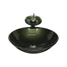 Cuba de vidro redonda 31cm ouro envelhecido + valvula + torneira cascata