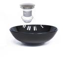 Cuba de vidro redonda 42cm preta + válvula click