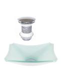 Cuba de vidro retangular chanfrada 37cm branco + válvula click