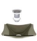 Cuba de vidro retangular chanfrada 37cm ouro envelhecido + válvula click