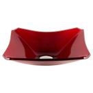 Cuba de vidro retangular chanfrada 37cm vermelho cereja