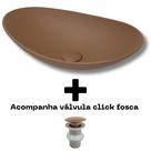 Cuba de Vidro Temperado Oval 47cm + Válvula Click Inteligente Inox inclusa p/ Banheiros e Lavabos - Linha Fosca Premium