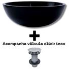 Cuba de Vidro Temperado Redonda 30cm + Válvula Click Inteligente Inox inclusa p/ Banheiros e Lavabos