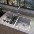 Cuba Dupla Aço Inox Dupla Cozinha Gourmet Luxo Escorredor Lixeira