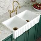 Cuba Dupla Cozinha Farm Sink Romana 87 Cm Estilo Fazenda Avental
