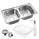 Cuba dupla cozinha gourmet com kit acessórios aço inox