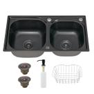 Cuba Dupla Cozinha Gourmet Preta com Acessórios Inox