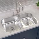 Cuba Dupla de Embutir/sobrepor Isis 2C 34-28 BS Aço Inox 69x40 c/ 2 Cubas Válvula 4 1/2 Tramontina