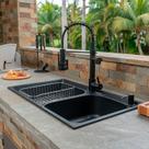 Cuba Dupla Gourmet Cozinha Aço Inox 78x43 Preta E Torneira