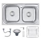 Cuba Dupla Pia Cozinha Gourmet 68x39cm Completa Com Acessórios Aço Inox Prata Brinovar