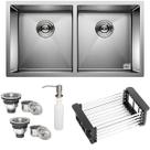 Cuba Dupla Quadrada Inox 304 Cozinha Pia Embutir Sobrepor Gourmet 80X40 Premium Com Acessórios