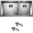 Cuba Dupla Quadrada Inox 304 Gourmet 9040 Assimétrica com Válvula - EC048