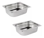 Cuba Gastronômica Gn 1/2 100mm Inox Rechaud Buffet Kit 2 Pçs