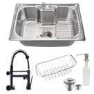 Cuba Gourmet 60x42cm Inox304 + Torneira Gourmet Parede Preta