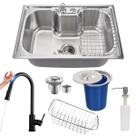 Cuba gourmet 60x42cm inox304 +torneira touch preta e lixeira