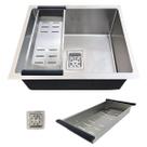 Cuba gourmet aço inox 304 quadrada 44x44cm com ralo e sifão