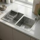 Cuba Gourmet Dupla Quadrada Aço Inox 304 Escovada 78x43cm