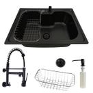 Cuba gourmet inox black 50x40cm com torneira preta de parede