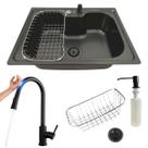 Cuba gourmet inox black 60x42cm com torneira touch preta