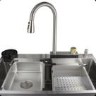 Cuba Gourmet para Cozinha em Aço Inox 304 com Torneira Cascata e Lavador de Copos Cuba Gourmet para Cozinha em Aço Inox 304 com Torneira Cascata e Lavador de Copos