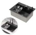 Cuba Gourmet Para Cozinha Mônaco Quadrada Preto Aço Inox 304 com Cesto Escorredor GoldenX
