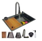 Cuba Gourmet Premium Cascata Torneira Lavador Inox Preto Cuba Gourmet Premium Cascata Torneira Lavador Inox Preto