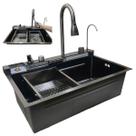 Cuba Gourmet Premium Pia Inox Inteligente Cozinha Torneira Painel Monocomando Agua Quente Fria Dispenser Dosador Cascata Mangueira Limpador de Copo Ar