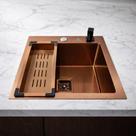 Cuba Gourmet Quadrada Aço Inox 304 Acessórios 44X44cm Rosê