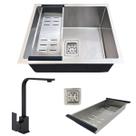 Cuba gourmet quadrada inox304 com torneira monocomando preta