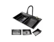 Cuba Gourmet Torneira Cascata Aço Inox Black 75x46x23