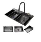Cuba Gourmet Torneira Cascata Aço Inox Black 75x46x23