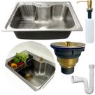 Cuba Inox 304 Pia Cozinha Gourmet 60x42 Sobrepor Bancada Com Cesto Escorredor Dispenser 500ml Dourado Valvula Higienica E Sifão Flexivel Universal