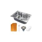 Cuba inox 50cm com acessorios e tabua de corte prata