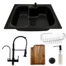 Cuba inox black 50x40 + tábua e torneira gourmet para filtro
