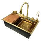 Cuba Inox Dourada Pia Cozinha Gourmet Luxo 75x46cm