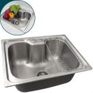 Cuba Inox Escovado 50x40 Para Pia Cozinha Gourmet Com Cesto Escorredor Cuba De Embutir ou Sobrepor Bancada Granito Marmore