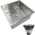 Cuba Inox Gourmet 40x40 cm Quadrada De Embutir Sobrepor Bancada E Valvula Higiênica 4 ½ Com Cesto Removível Aço Inox Pia Cozinha