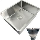 Cuba Inox Gourmet 50x40 cm Quadrada De Embutir Bancada E Valvula Higiênica 4 ½ Com Cesto Removível Aço Inox Pia Cozinha