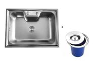 Cuba Inox Gourmet Sobrepor + Lixeira Embutir De 3 Litros