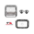 Cuba Inox N1 46x30x14cm e Tanque Inox 40x34cm Aço 430 Tecnocuba com Válvula Gratuita 3 1/2
