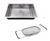 Cuba Inox Sobrepor/ Embutir 75x45cm. + Escorredor Ajustavel Cuba Inox Sobrepor/ Embutir 75x45cm. + Escorredor Ajustavel