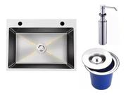 Cuba Inox Sobrepor Ou Embutir 60x45 + Lix 3l + Dosador Metal