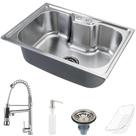 Cuba para cozinha gourmet pia aço inox acessórios Nawa 50 cm e Torneira gourmet Munim pingoo.casa Cuba para cozinha gourmet pia aço inox acessórios Nawa 50 cm e Torneira gourmet Munim pingoo.casa