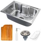 Cuba para cozinha gourmet pia aço inox com acessórios e tábua de corte Nawa 50 cm pingoo.casa