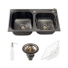 Cuba Para Cozinha Gourmet Pia Dupla Aço Inox Ticunas Pingoo.Casa - Preto