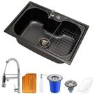 Cuba para Cozinha Inox Com Acessórios Carajás Prata Tábua e Lixeira e Torneira Gourmet Monocomando Munim Pingoo.casa