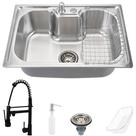 Cuba para cozinha pia com acessórios Carajás e Torneira monocomando gourmet Munim Preto Pingoo.casa